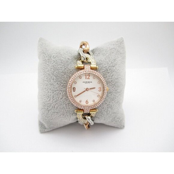 Women Akribos XXIV Crystal Quartz 27mm Analog Round Watch (G705) "New Battery" - Picture 6 of 8